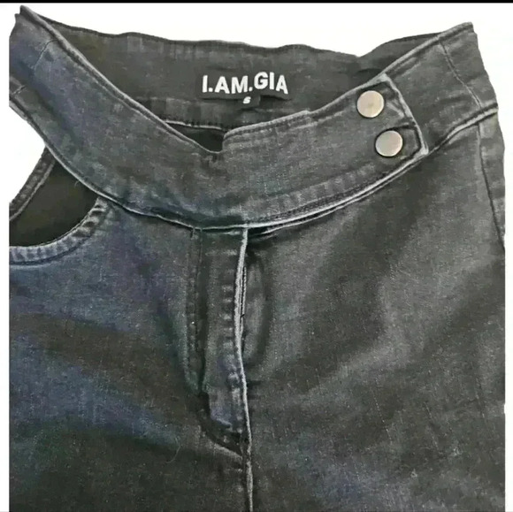 I.AM.GIA Womens Black Kayla Cut Out Jeans S - Picture 7 of 13